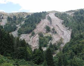 view of the debris avalanche occurred in june 2002